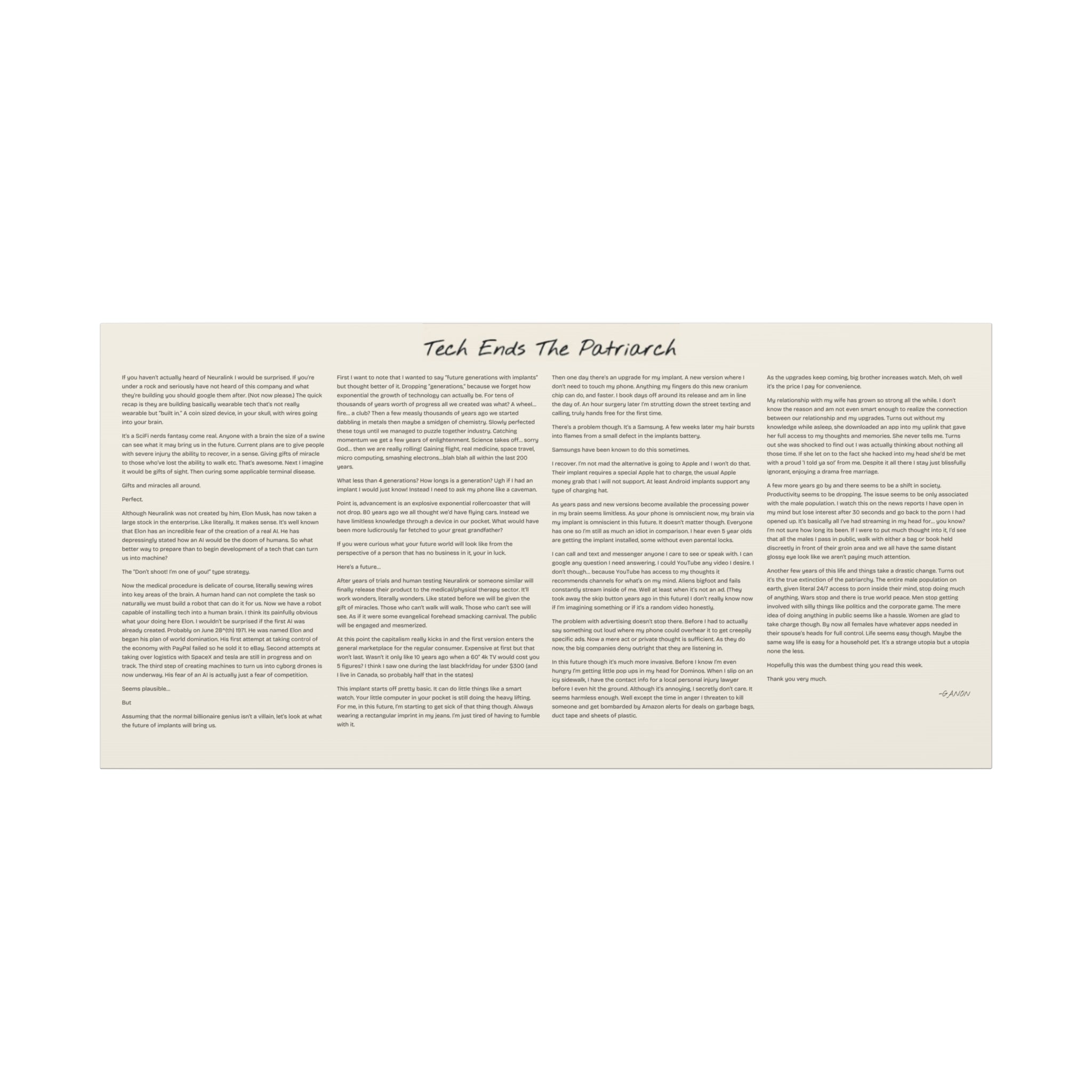 Wall Story- The End of the Patriarchy