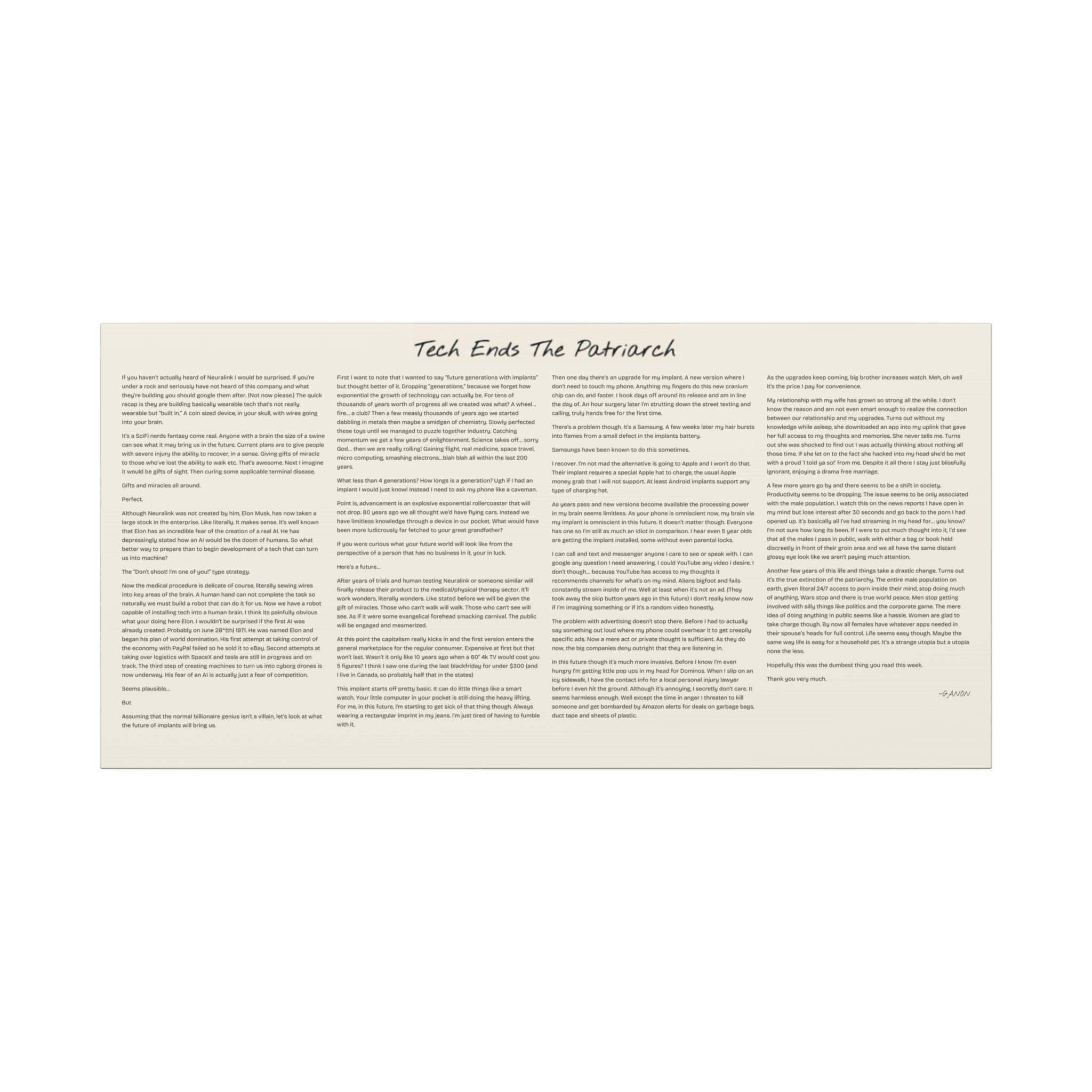 Wall Story- The End of the Patriarchy